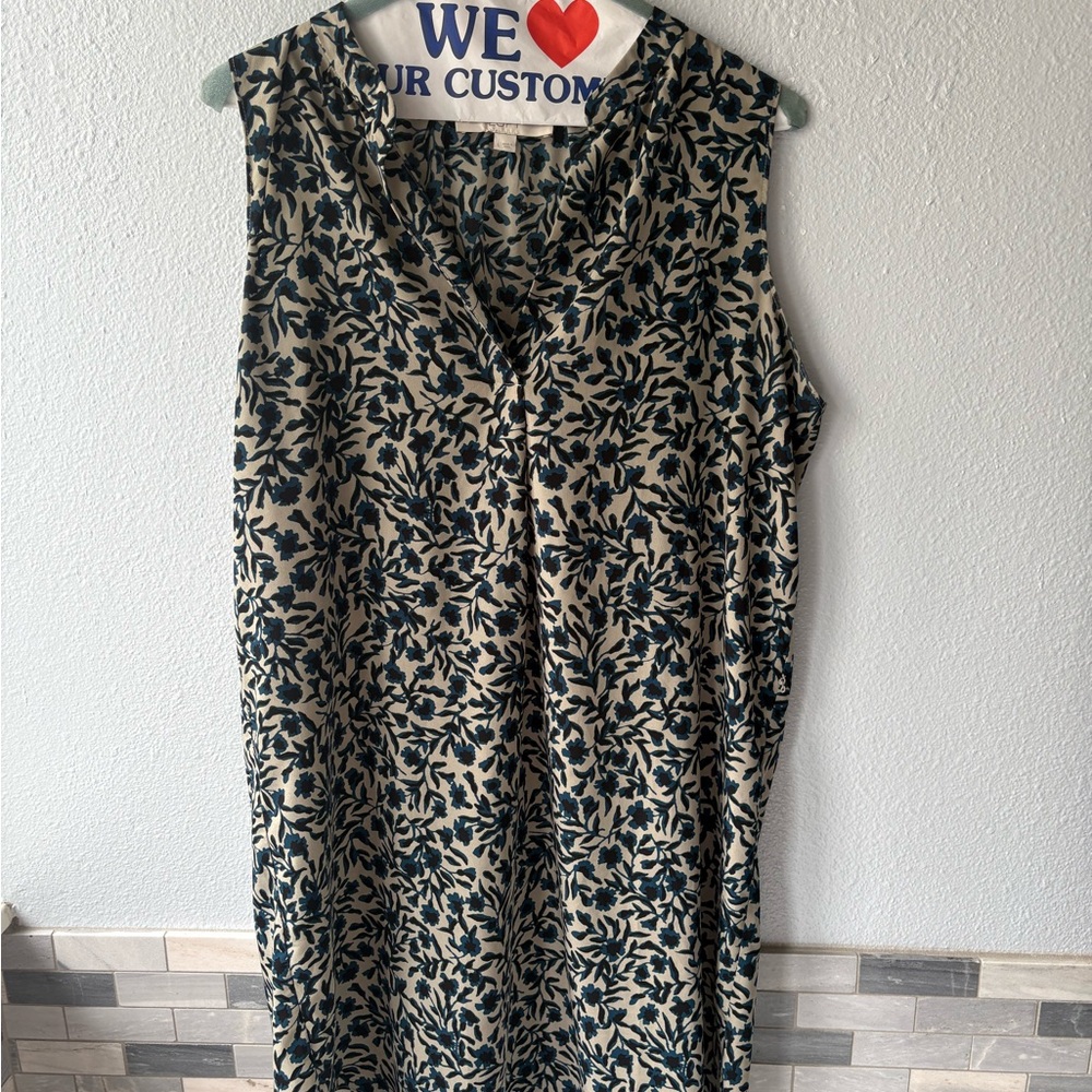 LOFT Blue and Cream Floral Dress